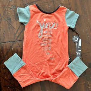 NWT size 6-12 months RAGS to Raches orange Grey Jinx Short Sleeve One Piece